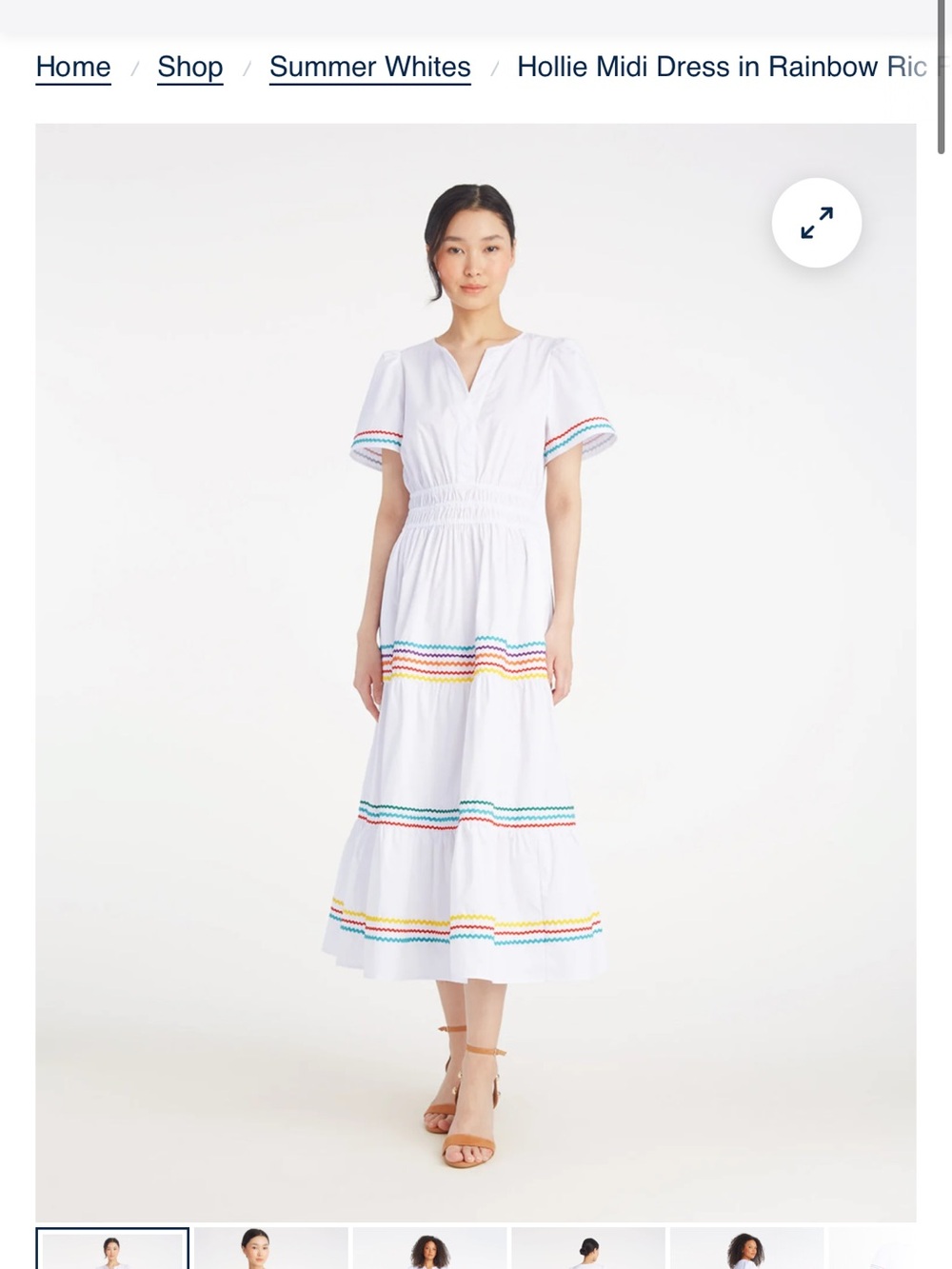 Draper James Midi Dress in Rainbow Ric Rac - White